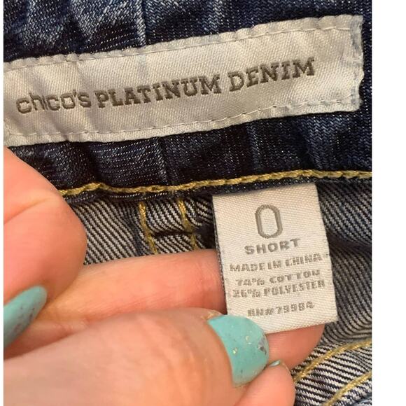 Chico's Platinum Denim bluestraight leg jeans size 0 short - Picture 3 of 8
